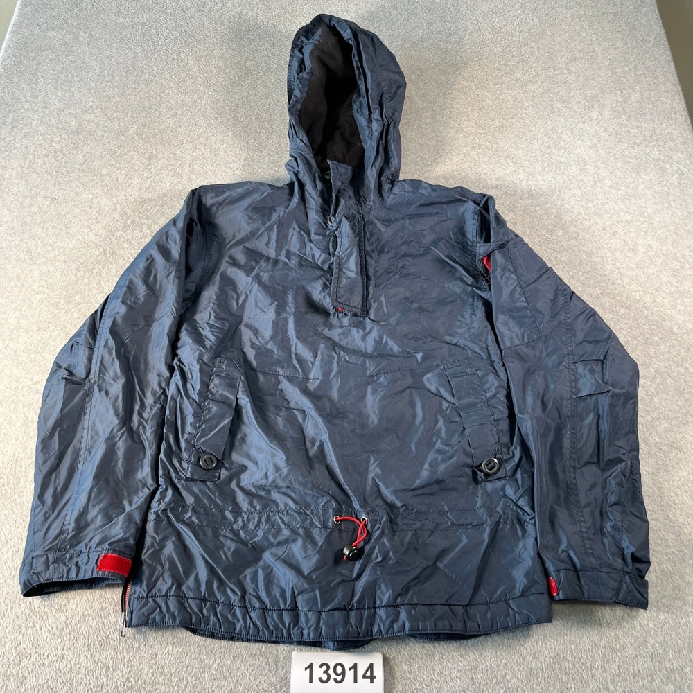 Vintage Gap Anorak Jacket Mens XS Navy Blue Fleece Lined Pullover Hooded Good